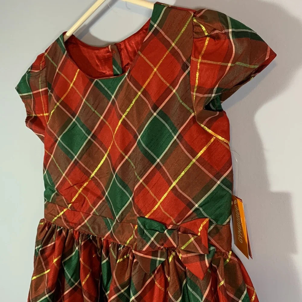 Gymboree size 10 holiday traditions cap sleeve dress green red gold Christmas - Picture 2 of 8